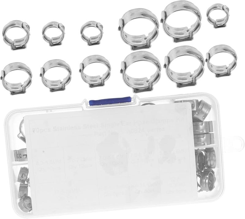 70 Pcs Stainless Steel Pex Crimp Tool Kit with Crimp Rings for Tubing and Pipe Fittings - Image 1